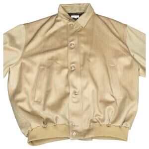 Men's Brown Brookstreet 100% Wool Bomber Jacket SZ XL